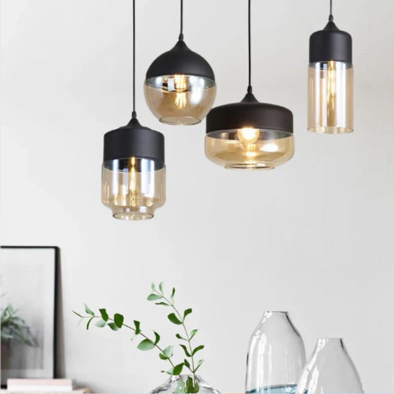 Axyaa Modern Glass LED Chandelier – Decorative Pendant Light for Living, Dining, Bedroom and Kitchen