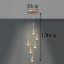 Axyaa Crystal Stair Chandelier Light - LED Ceiling Lamp for Living Room