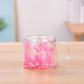 Axyaa Double Layer Glass Coffee Cup with Handle - 200ML Dried Flower Insulated Teacup