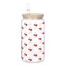 Axyaa Bow Flower Plastic Water Bottle with Wooden Lid and Straw