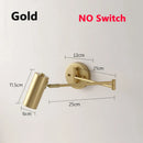 Nordic Copper Adjustable LED Wall Lamp for Bedroom Reading, Axyaa Sconces
