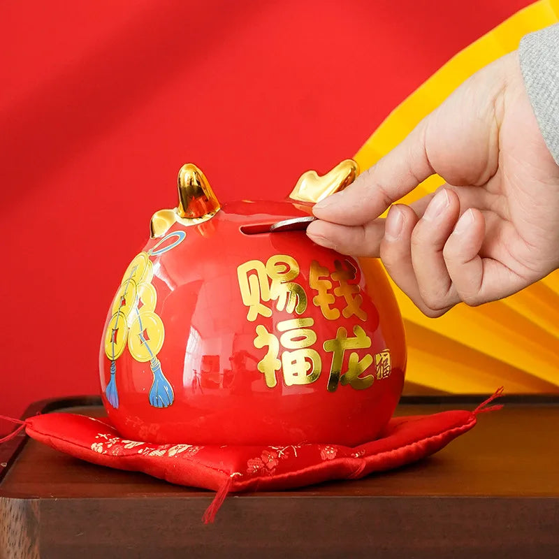 Axya Dragon Mascot Ceramic Piggy Bank Zodiac Home Decoration