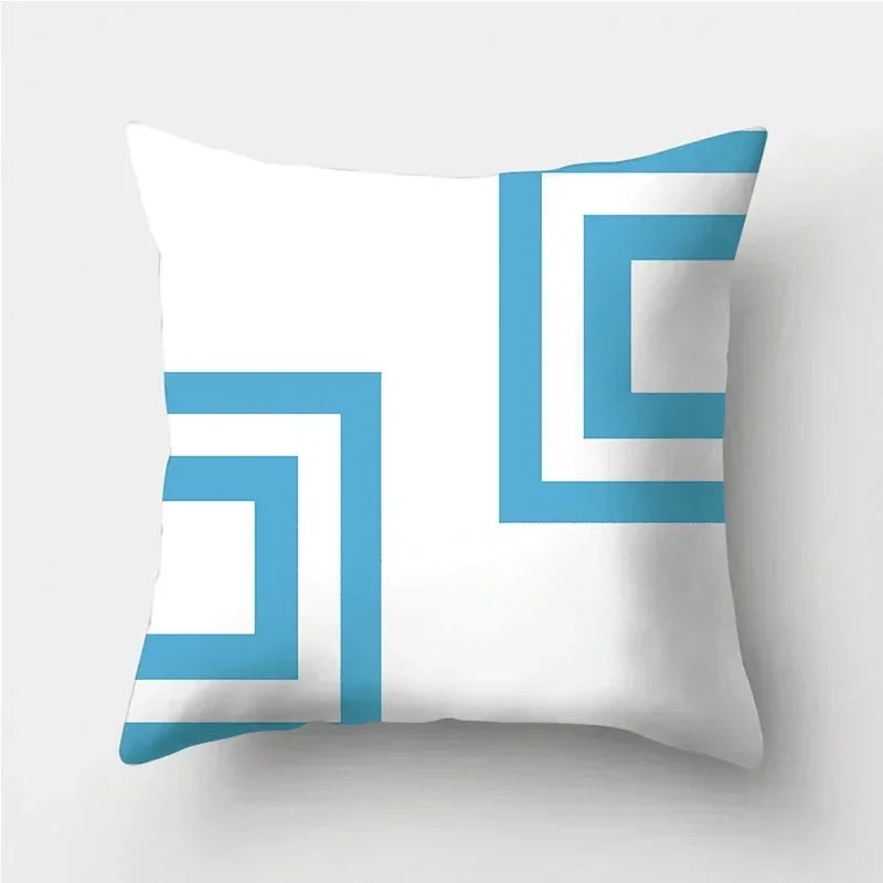 Axyaa Blue Geometric Pattern Cushion Cover for Living Room Sofa Decoration