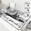 Axyaa Artistic Drying Mat for Kitchen Counter, Non-Slip Absorbent Placemat