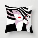 Axyaa Geometric Heart Piano Girl Throw Pillow Case Set for Home Decor