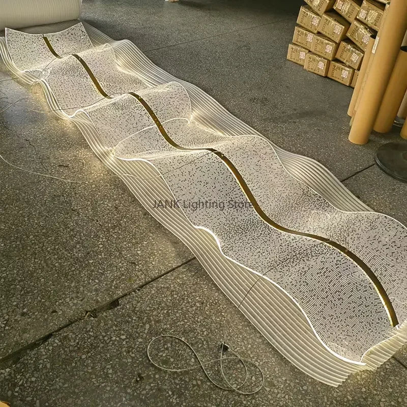 Axyaa Wave LED Pendant Lamp - Elegant Acrylic Designer Chandelier