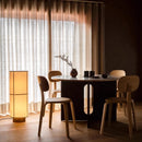 Axyaa Japanese Retro Fabric Floor Lamp. Rechargeable Desk Lamp in Traditional Wabi Sabi Style.