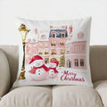 Axyaa Pink Christmas Town Merry Christmas Pillow Cover