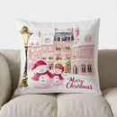 Axyaa Pink Christmas Town Merry Christmas Pillow Cover