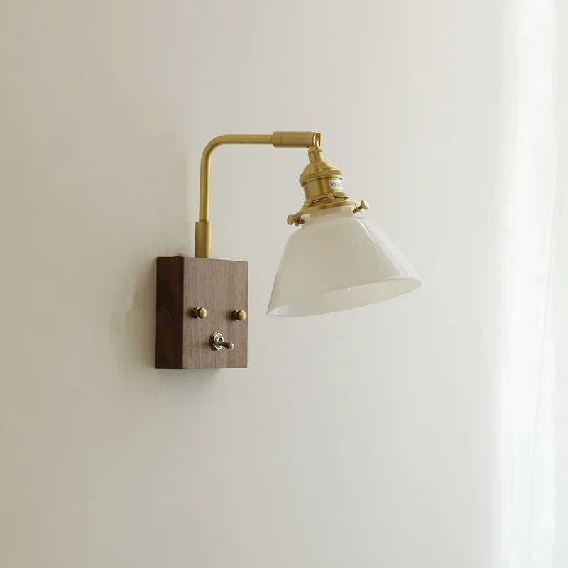 Axyaa Nordic LED Wall Lamps Walnut Glass Stair Light Fixtures for Home Décor