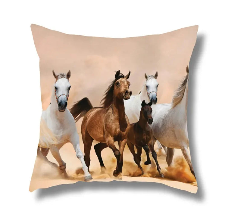 Fine Horse Print Cushion Cover for Home Decor by Axyaa