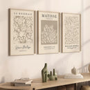Neutral Abstract Wall Art Set by Axyaa: Beige Plant Prints, Unframed William Morris & Taupe Matisse Reprints