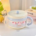 Axyaa Stainless Steel Ramen Bowl with Lid, Large Capacity, Kawaii Design