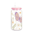 Axyaa Butterfly Lemon Print Double Wall Mason Jar Cup