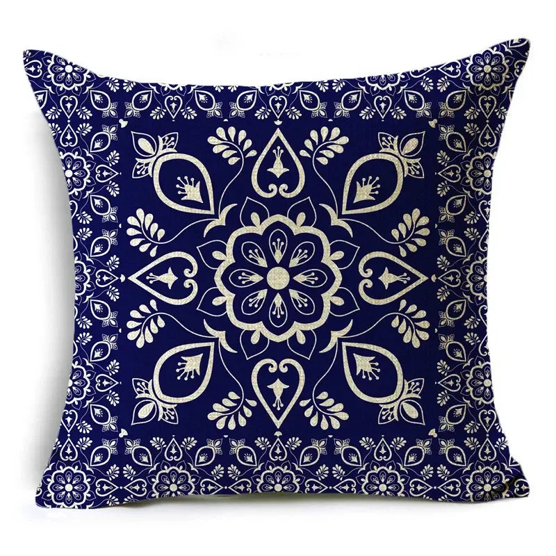 Axyaa Blue & White Porcelain Pattern Pillowcase - Sofa Decor 40cm/45cm/50cm