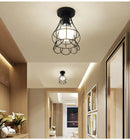 Axyaa Retro Iron Ceiling light for Living Room Bar Loft, Black Cage Fixture
