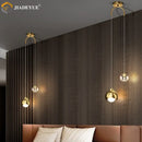 Axyaa Gold Crystal LED Bedside Pendant Light for Modern Living Room