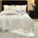 Axyaa Embroidered Silk Lace Summer Quilt Set