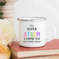 Axyaa Enamel Mug - Top Atsem Gift, Creative Print, School Drinkware, Home Handle