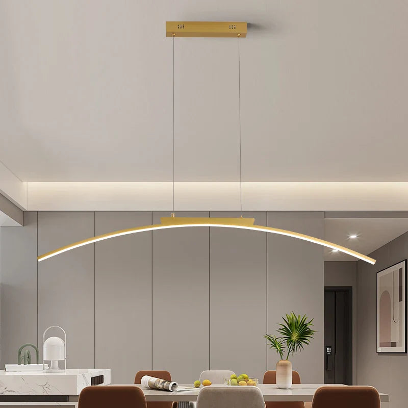 Axyaa Minimalist Curve Pendant Lamp - Adjustable Height LED Dining Light