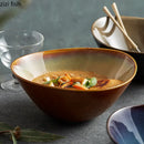 Axyaa Ceramic Ramen Noodle Bowls, Snack & Dessert Plates, Oval Specialty Tableware