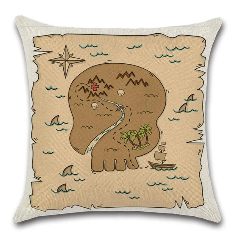 Axyaa Pirate Treasure Map Magnifier Print Throw Pillow Cover 45X45CM