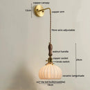 Axyaa Copper Ceramic LED Wall Lamps: Nordic Modern Walnut Handle for Living Room, Bedroom, Bathroom