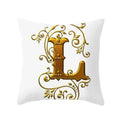 Axyaa European Gold 26 Letters Digital Printed Pillowcase for Home Decor