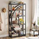 Axyaa Industrial 5-Tier Bookcase, 70.8" Tall Etagere with 8 Open Vintage Grey Shelves