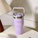 Axyaa 20oz Double Wall Insulated Thermos Cup with Straw, Portable Car Coffee Mug