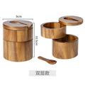 Axyaa Wooden Salt Cellar with Spoon and Swivel Lid