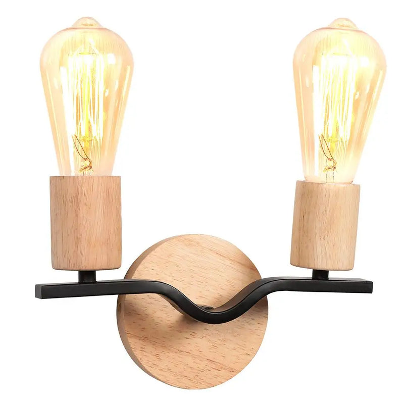 Iron Wood Lampshade Wall Sconce by Axyaa: Modern Vintage Lighting