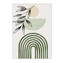 Axyaa Green Geometry Plant Leaves Canvas Wall Art Print Nordic Home Decor