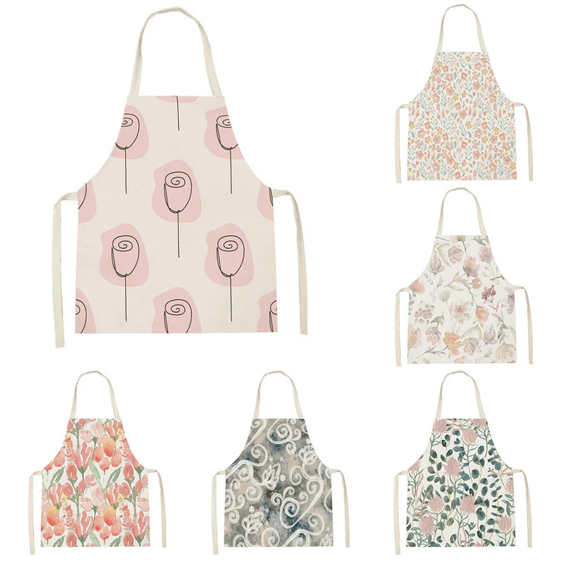 Axyaa Pink Tulip Kitchen Apron for Men and Women - Minimalist Floral Plant Design