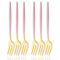 Axyaa Pink Gold Stainless Steel Small Forks Set of 6