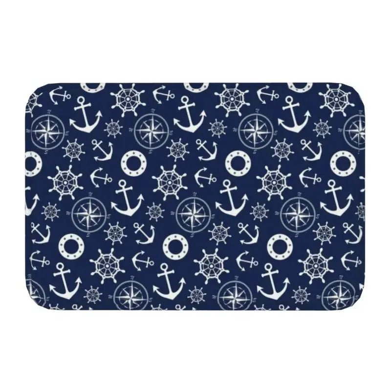 Axyaa Nautical Compass Anchor Rudder Printed Small Non-slip Doormat