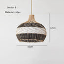 Axyaa Retro Rattan Round LED Ceiling Chandelier for Home Decoration