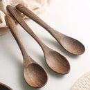 Axyaa Long Handle Wooden Soup Spoon Set of 6