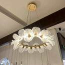 Axyaa Glass Flower Chandelier: Modern LED Pendant Light for Living & Dining Room