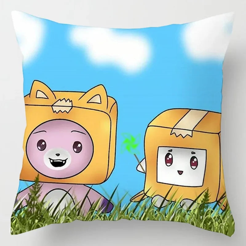 Axyaa Cartoon Print Designer Pillow Cases: Lankybox Series Home Decor Cushion Cover