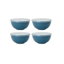 Axyaa Dark Blue Plastic Bowl with Lid Set for Kitchen, RV, Camping, Work, School - 6pcs