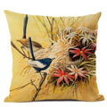 Axyaa Elegant Floral Bird Pattern Linen Cushion Cover 45x45cm for Living Room Sofa