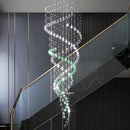Axyaa Modern Luxury Crystal Chandelier, Chrome Pendant Lamp for High Ceilings, Spiral Stair Decor