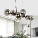 Axyaa Glass Ball Chandelier: Nordic Style Black Suspension Light for Living Room