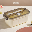 Axyaa Bear & Panda Cartoon Stainless Steel Bento Box for School Picnic Storage