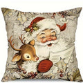 Axyaa Retro Farmhouse Santa Claus Pillowcase - Festive Sofa Cushion Cover