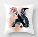 Axyaa Flower Cat Alphabet Pillowcase 45x45cm Cushion Cover, Modern Home Decor