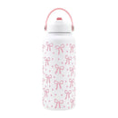 Axyaa Insulated Water Bottle Cute Bow Thermal Stainless Steel Straw Thermos with Handle