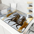 Axyaa Absorbent Horse Flower Kitchen Mat, Quick Dry Tableware Mat