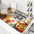 Axyaa Thanksgiving Wood Absorbent Draining Mat: Anti-Skid, Quick Dry, Dish Drying Pad